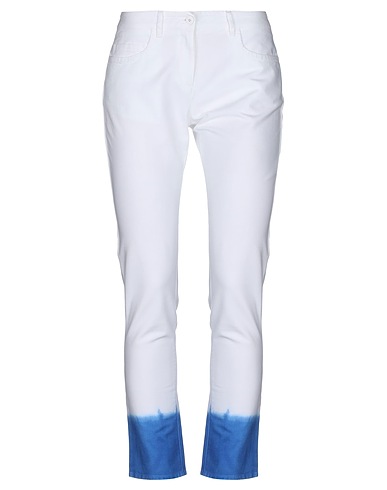INCOTEX Casual pants White 98% Cotton, 2% Elastane, Leather