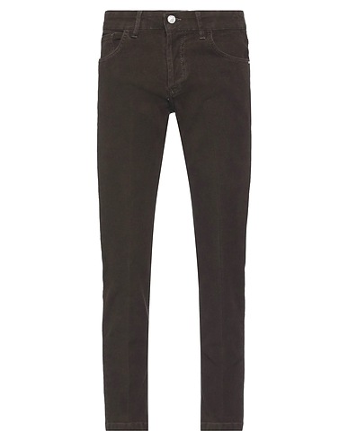 ENTRE AMIS Casual trouser Dark brown 99% Cotton, 1% Elastane