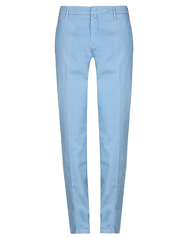 BARONIO Casual trouser Pastel blue 98% Cotton, 2% Elastane