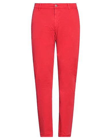DANIELE ALESSANDRINI HOMME Casual trouser Red 97% Cotton, 3% Lyocell