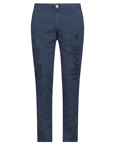 AGLINI Casual trouser Midnight blue 98% Cotton, 2% Elastane