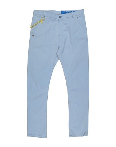 GREY DANIELE ALESSANDRINI Casual trouser Sky blue 95% Cotton, 5% Elastane
