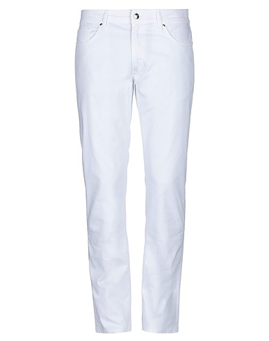 MICHAEL COAL Casual pants White 98% Cotton, 2% Elastane