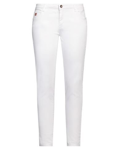 !m?erfect Woman Pants White Size 30 Cotton, Elastane