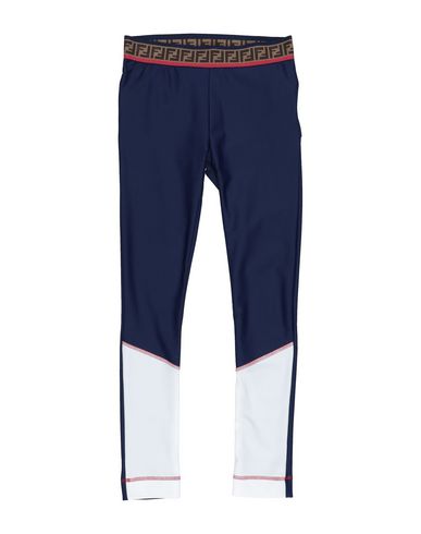 Fendi Blue And White Fabric Leggings In Dark Blue