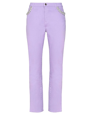 BLUGIRL Casual trouser Purple 97% Cotton, 3% Elastane, Polyamide, PVC - Polyvinyl chloride, Glass