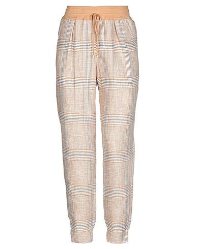 LORENA ANTONIAZZI Casual trouser Beige 100% Linen, Cotton, Polyamide, Elastane