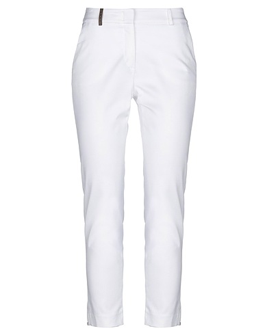 PESERICO Casual pants White 98% Cotton, 2% Elastane