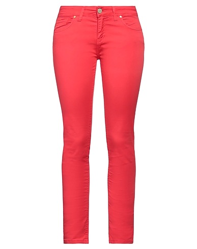 NUALY Casual pants Red 97% Cotton, 3% Elastane