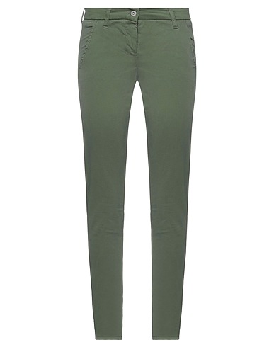 MADE WITH LOVE Casual pants Military green 97% Cotton, 3% Elastane