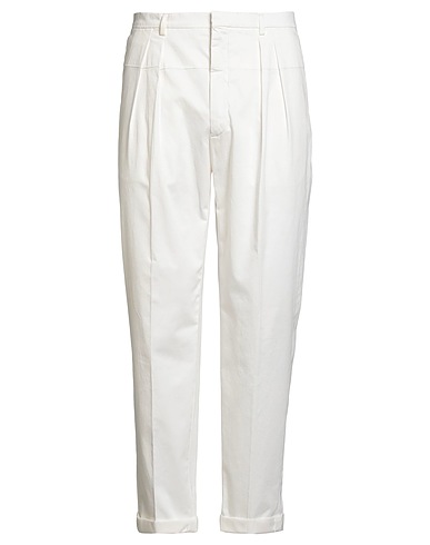 GABRIELE PASINI Casual pants White 98% Cotton, 2% Elastane