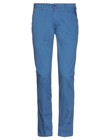 YAN SIMMON Casual trouser Slate blue 98% Cotton, 2% Elastane