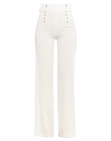 FLY GIRL Casual trouser White 92% Polyester, 8% Elastane