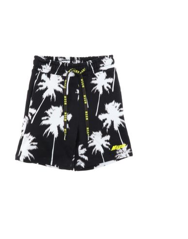 Msgm Palm Print Bermuda In Black In White