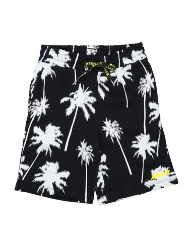 Msgm Palm Print Bermuda In Black In Black
