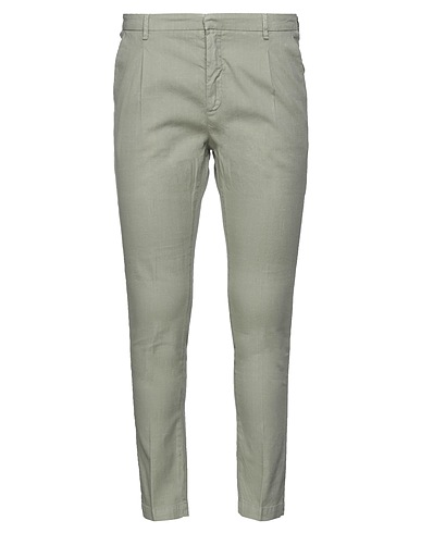 YAN SIMMON Casual trouser Sage green 67% Cotton, 30% Linen, 2% Polyester, 1% Elastane