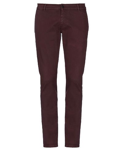 GREY DANIELE ALESSANDRINI Casual trouser Burgundy 98% Cotton, 2% Elastane