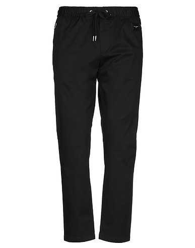 DOLCE&GABBANA Casual trouser Black 97% Cotton, 3% Elastane, Zamak, Calfskin