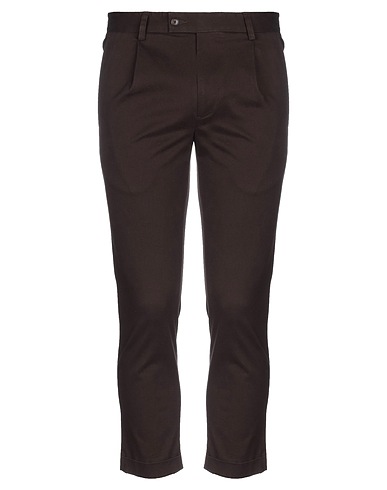 GREY DANIELE ALESSANDRINI Casual trouser Dark brown 97% Cotton, 3% Elastane