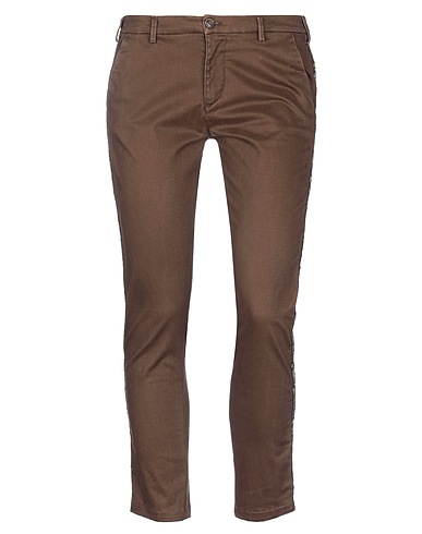 40WEFT Casual pants Brown 97% Cotton, 3% Elastane