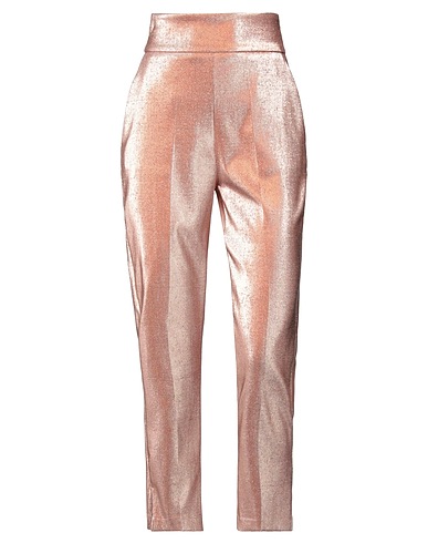 ELISABETTA FRANCHI Casual pants Copper 82% Cotton, 15% Metallic fiber, 3% Polyester