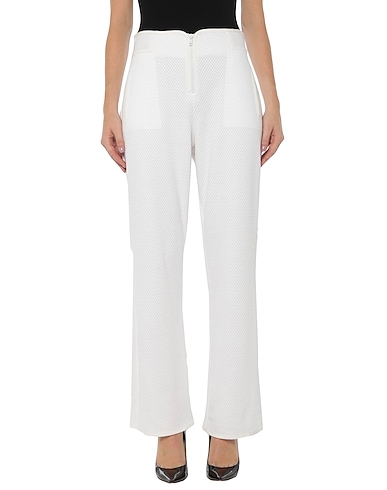 PINKO C-CLIQUE Casual trouser White 59% Viscose, 40% Polyester, 1% Elastane, Cotton, Polyamide