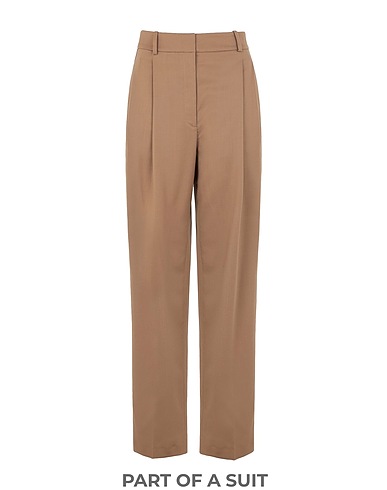8 by YOOX Pantalone WOOL BLEND PLEATED HIGH-WAIST PANTS
 Cammello 98% Lana Vergine, 2% Elastan