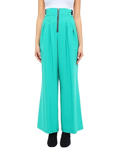 BERNA Casual trouser Emerald green 89% Polyester, 11% Polyamide, Elastane