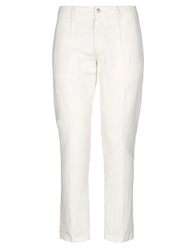 DANIELE ALESSANDRINI HOMME Casual pants Ivory 70% Cotton, 30% Linen