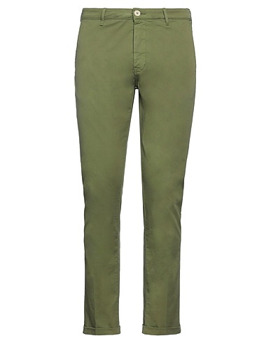 PENCE Casual trouser Sage green 98% Cotton, 2% Elastane