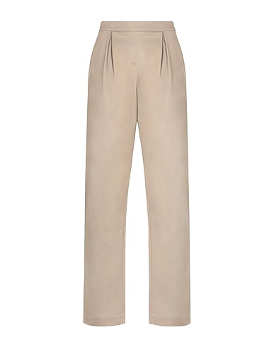 8 by YOOX Casual trouser COTTON BLEND PLEATED HIGH-WAIST CUFFED PANTS
 Khaki 98% Cotton, 2% Elastane