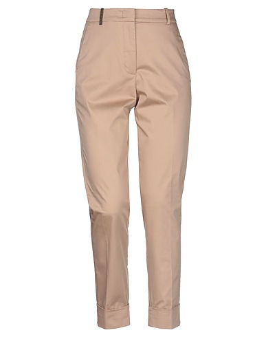 PESERICO Casual trouser Sand 96% Cotton, 4% Elastane, Leather