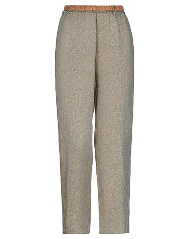 FORTE_FORTE Casual trouser Gold 60% Linen, 28% Viscose, 6% Metallic fiber, 6% Polyester