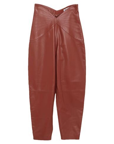 Attico Butterfly-insert High-waist Leather Trousers In Brown