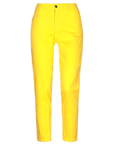 BERWICH Casual pants Yellow 85% Cotton, 11% Silk, 4% Elastane