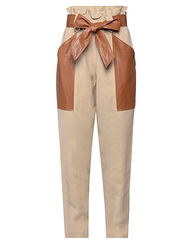TWINSET Casual παντελόνι Μπεζ 73% Βισκόζη, 27% Λινό, Πολυεστέρας, Βαμβάκι, Άλλες ίνες