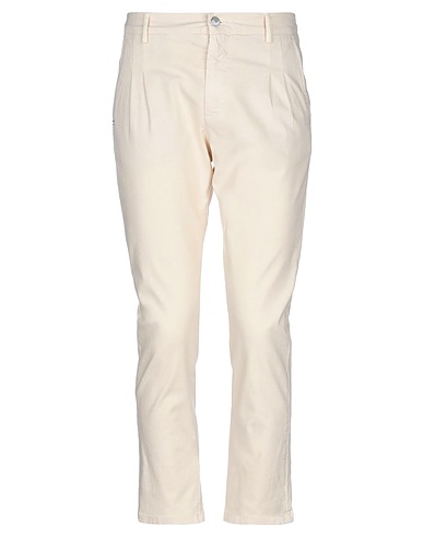 GREY DANIELE ALESSANDRINI Casual pants Ivory 66% Cotton, 30% Linen, 4% Elastane