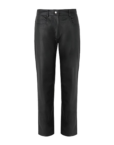 8 by YOOX Casual trouser STRAIGHT PANTS
 Black 95% Polyester, 5% Elastane, Polyurethane coated
