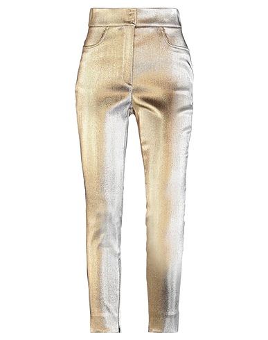 DOLCE&GABBANA Casual pants Gold 41% Cotton, 33% Polyamide, 21% Polyester, 5% Elastane, Cow leather