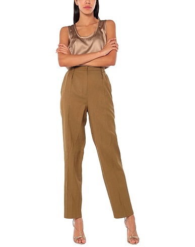 LES COYOTES DE PARIS Pantalone Verde militare 76% Viscosa, 23% Lino, 1% Elastan
