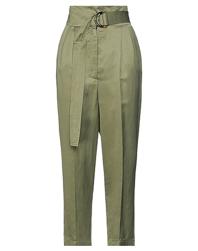 SIMONA CORSELLINI Casual pants Military green 57% Viscose, 25% Linen, 18% Cotton