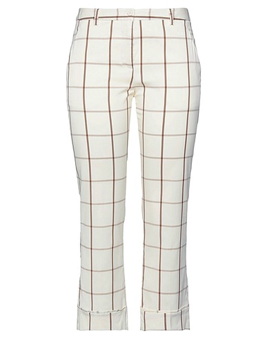 MERCI ITALIA Casual trouser Ivory 68% Cotton, 28% Polyamide, 4% Elastane
