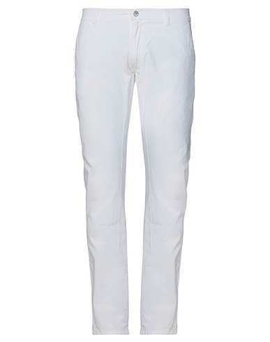DANIELE ALESSANDRINI Casual pants White 98% Cotton, 2% Elastane