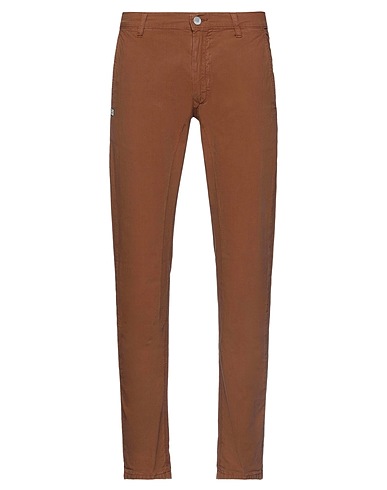 DANIELE ALESSANDRINI Casual pants Brown 98% Cotton, 2% Elastane