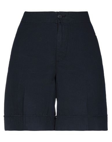 European Culture Woman Shorts & Bermuda Shorts Midnight Blue Size S Cotton, Linen, Elastane