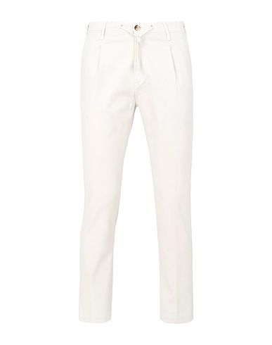 8 By YOOX COTTON PULL-ON PLEATED CARROT-LEG TROUSERS | Ivory Men‘s ...