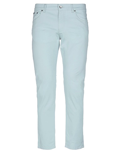 DOLCE&GABBANA Pantalón Verde claro 97% Algodón, 3% Elastán, Piel de bovino