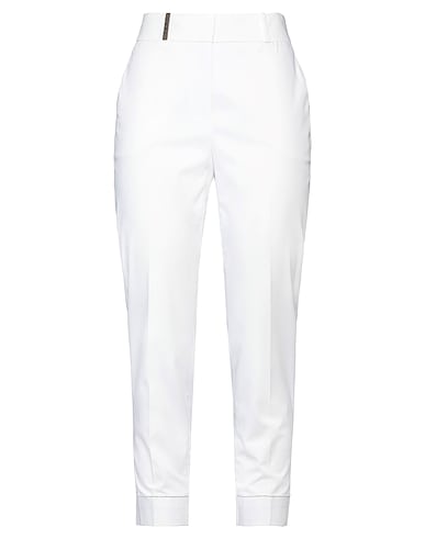 PESERICO Casual pants White Cotton, Elastane