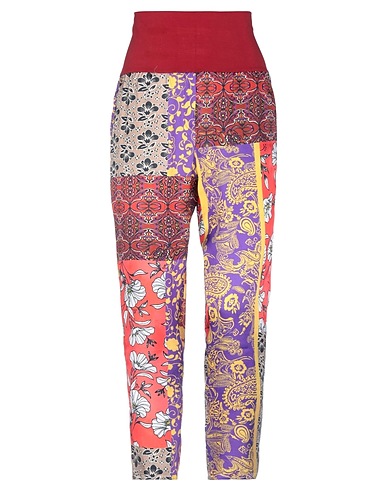 MANILA GRACE Casual trouser Burgundy 100% Viscose, Cotton, Elastane
