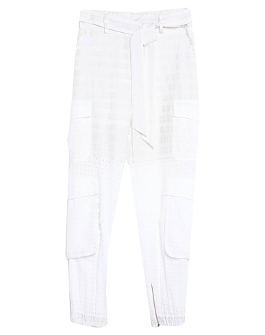 MANILA GRACE Casual trouser White 70% Cotton, 18% Viscose, 12% Polyester